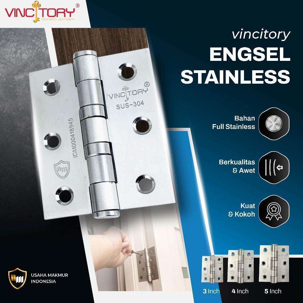 (Terbaru) VINCITORY ENGSEL STAINLESS 3,4,5 inch | Engsel Kupu Tarung | Engsel Pintu Jendela Tebal (T