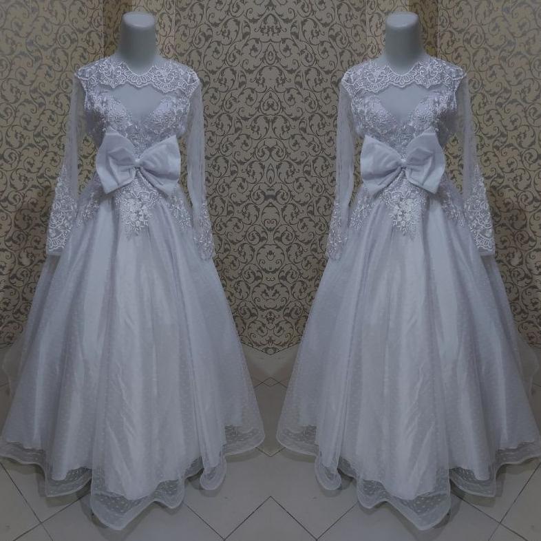 Diskon Gaun Pengantin Murah Longdress Pesta Bahan Tile Dot