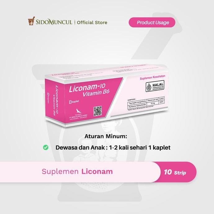 Lansungkirim- Liconam Vitamin B6 (10 Strip) Meringankan Mual Muntah Masa Kehamilan