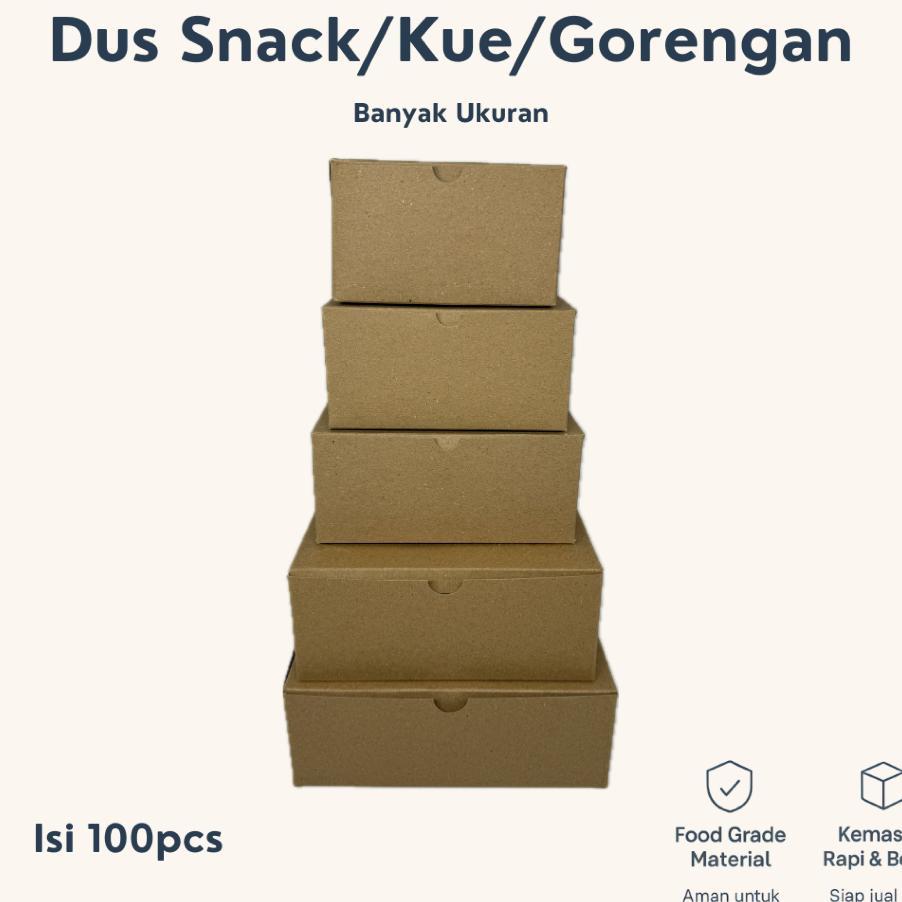 (100Pcs) Dus Kue | Dus Snack | Dus Nasi Kotak | Tebal 330Gsm | Box Nasi | Box Kue | Nasi Kotak