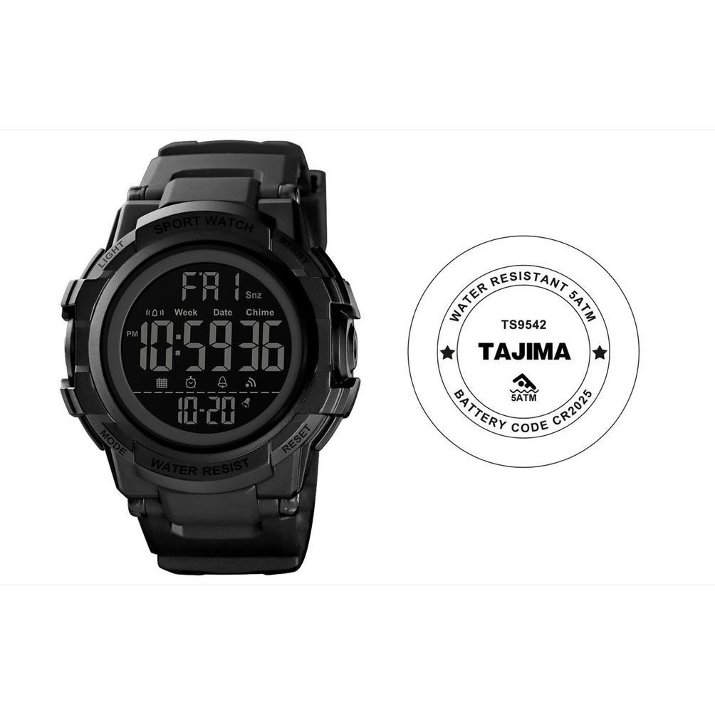 Ready Stock Jam Tangan Digital Pria Tajima 9542 Rubber Strap Water Resist 5Atm Original