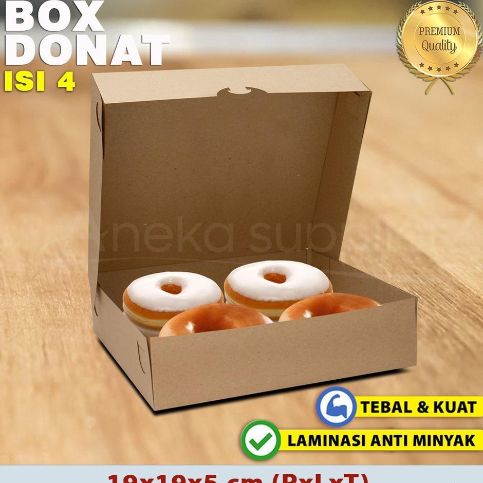 Kotak Dus Box Donat Kraft Coklat- Isi 4 (30 Pcs)