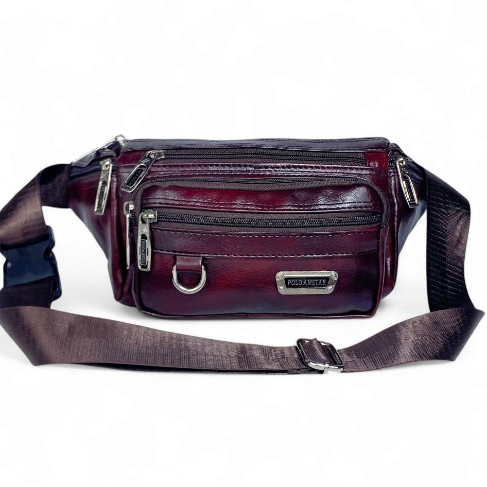 SUPER DEAL Tas Selempang Pria Kulit Polo Amstar Original Waistbag Slingbag Tas Selempang Bahu Tas Pi