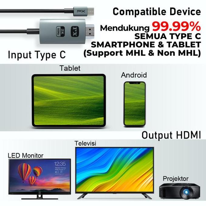 Promo Kabel Converter Type C Tablet Smartphone To Hdmi Tv 2M Px Mha-30C