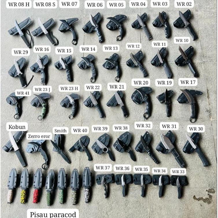 Pisau Tactical Kydex Wr / Sangkur Wr Teklok Bisa Custom Nama (Semua Model Ready Stock)