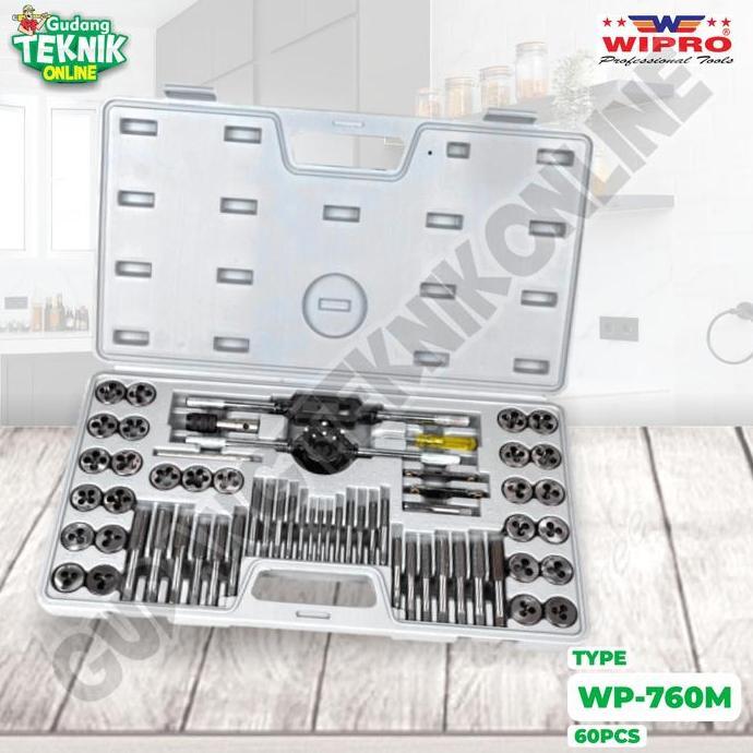 XERANA Hand Tap Die 1 SET 60Pcs WIPRO WP760M / Alat Snai Snei Senai Tap Ulir 60 Pcs WP760M WIPRO