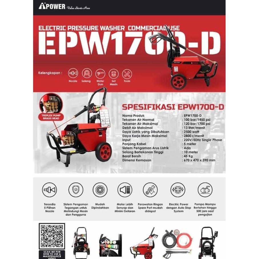 ORIZA Jet Cleaner ELECTRIC IPOWER EPW1700-D / High Pressure Washer EPW 1700D