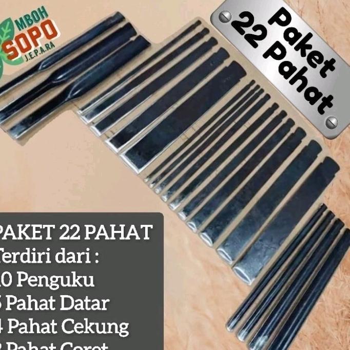 Alat Ukir Asli Jepara, Pahat Ukir Kayu, Isi 22 Pcs, Set 5B
