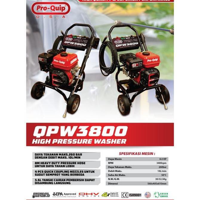 URGAN (QPW-3800 PROQUIP) Jet Cleaner QPW3800 PROQUIP / Gasoline High Pressure Washer Steam Cuci Mobi