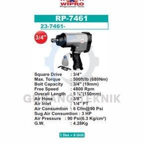 AKARA Air Impact Wrench 3/4" TWIN HAMMER Mobil WIPRO RP-7461 / Alat Buka Pasang Baut Impact Wrench A