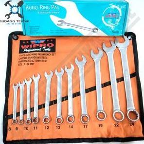 AKARA Kunci Pas Ring 11pcs 8-24mm WIPRO  / Kunci Ring Pas 11 pcs Set 8-24 mm - Combination Wrench Se