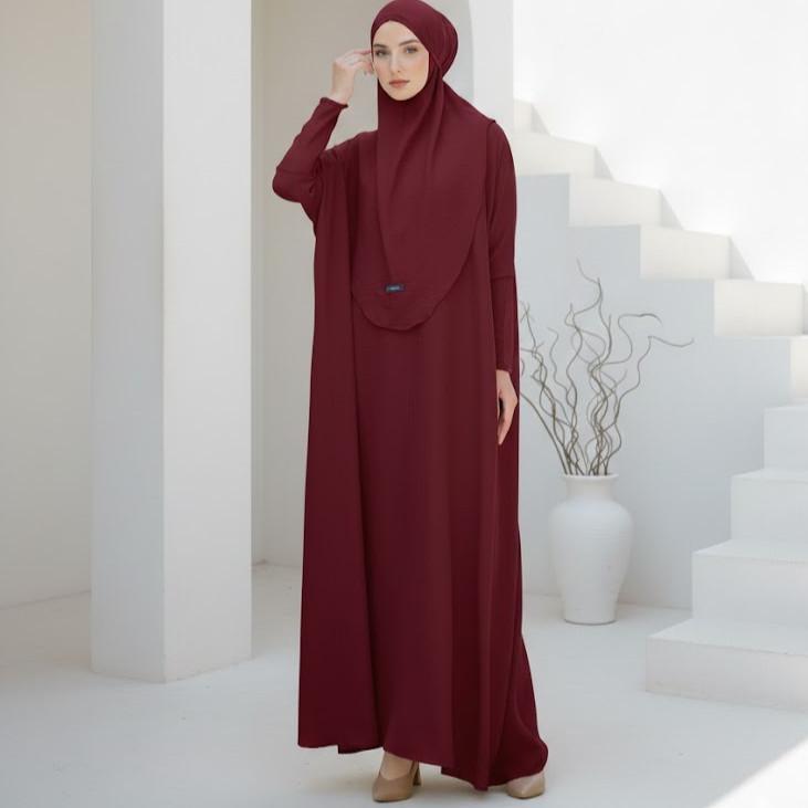 LIMITED Gamis Jumbo Syari Set Hijab / Busana Muslimah Polos Syar'i Terbaru / Gamis Wanita Lebaran Pu