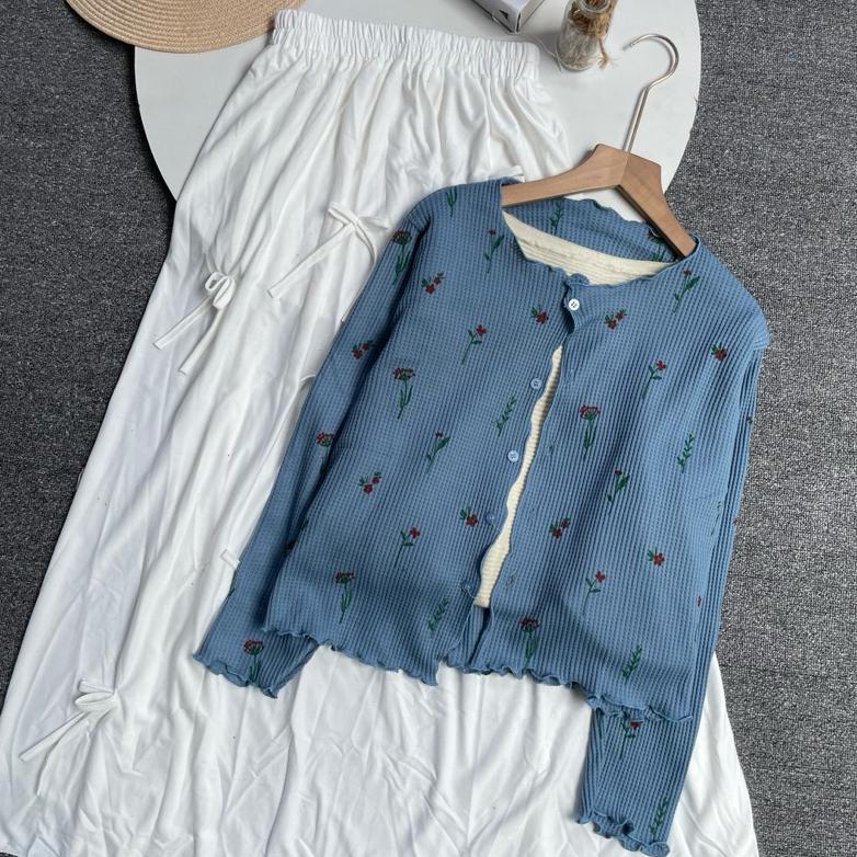 Berkualitas Vienetta Id - One Set Korean Style Setelan Wanita Cewek Remaja Baju Atasan Cardi Pita Lu