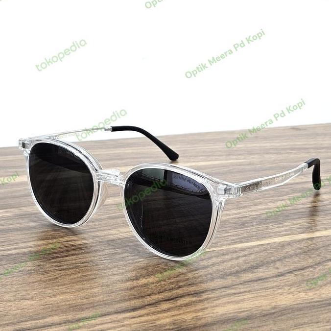 Promo Kacamata Pria Wanita Clip On 2240 Bulat Transparan Bening Glasses Bluecromic Blueray
