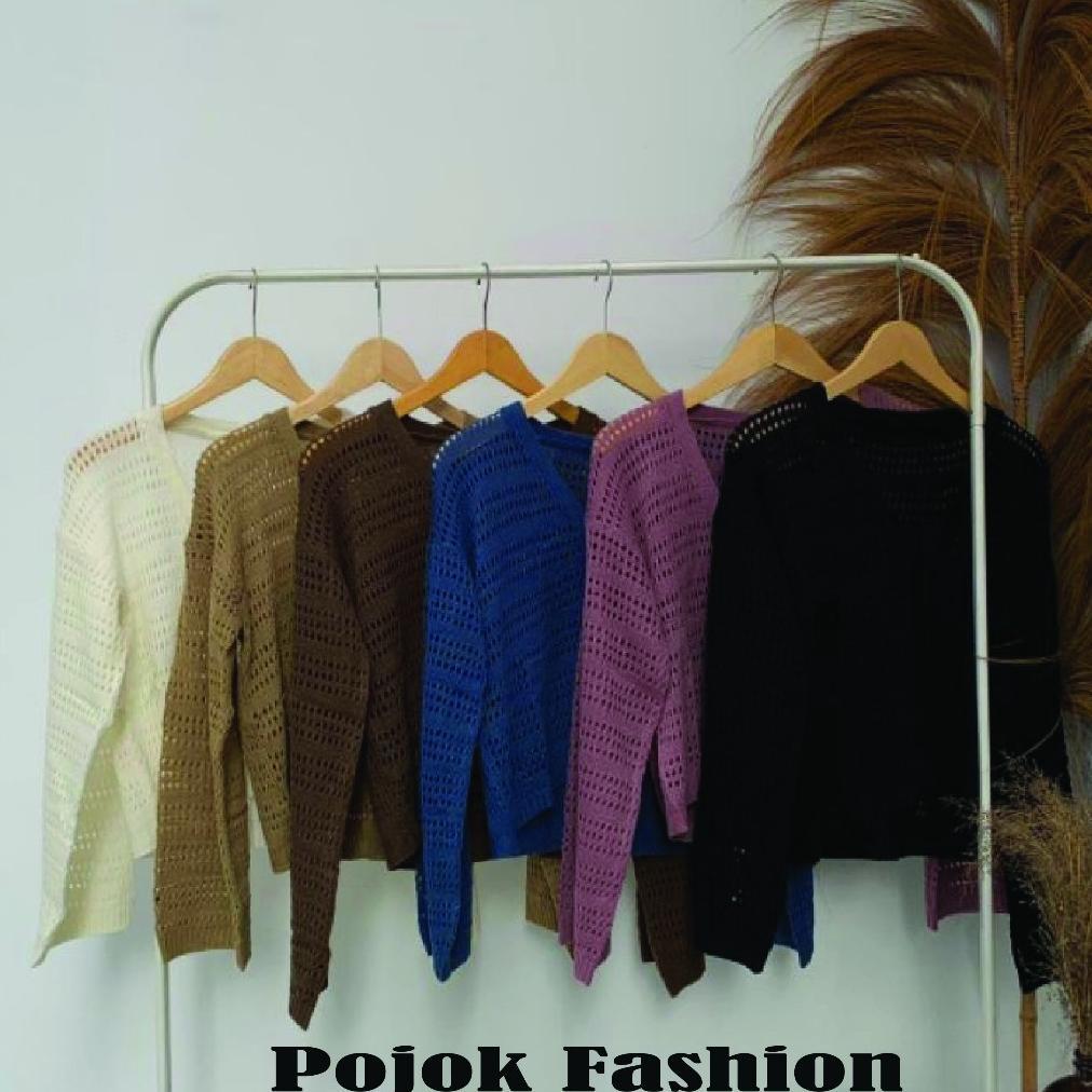 Termurah Cardigan Crop Rajut Arrumi Addeline Korean Jaring Wanita Knitwear
