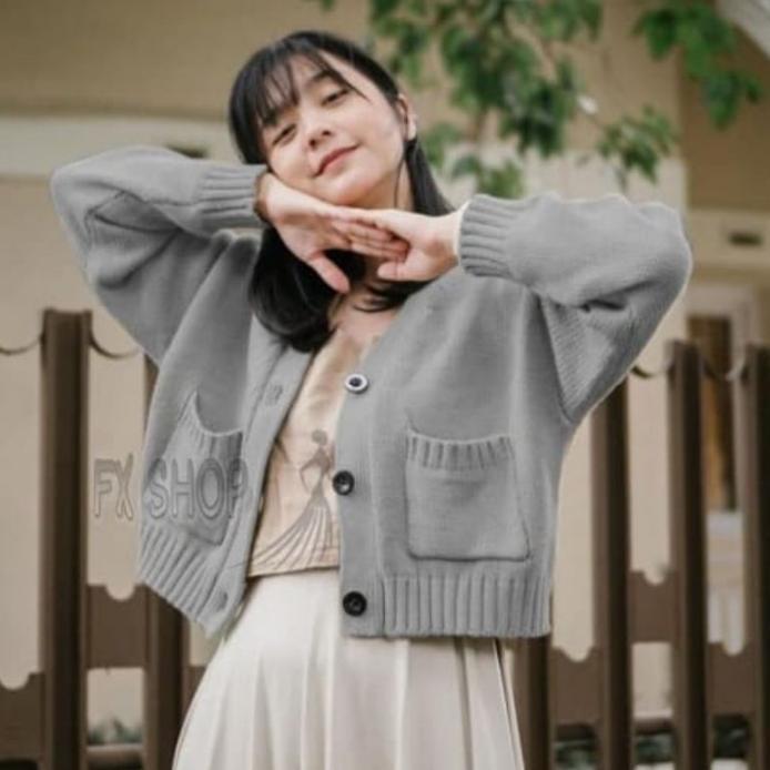 Promo Zara Knit Crop Rajut/Cardigan Rajut Wanita Crop /Cardigan Rajut Crop Saku/Atasan Rajut Crop Wa
