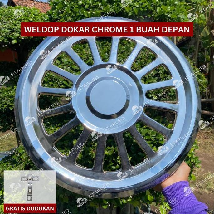 Weldop Dokar Chrome Ring 15 Dan Ring 16 Depan Belakang Bonus Dudukan Truk Canter Ban Double Engkel D