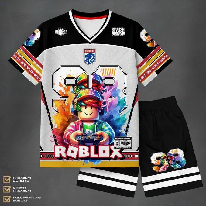 Setelan Jersey Anak Roblox 90 Terbaru | Baju Anak Laki-Laki Full Printing | Baju Anak Laki-Laki Vira