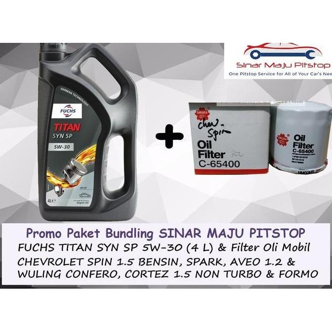 Paket Oli FUCHS TITAN SYN SP FULLY SYNTHETIC 5W-30 Galon 4 Liter & Filter Oli Mobil WULING CONFERO &