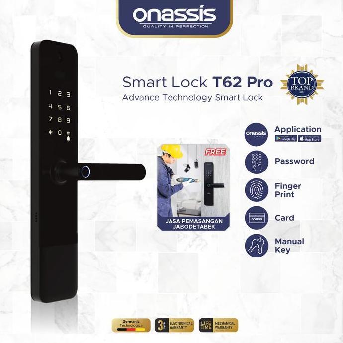 Onassis SMART LOCK T62 PRO - Kunci Digital 6in1 dengan Kamera Bawaan & Garansi 3 Tahun - Aplikasi On