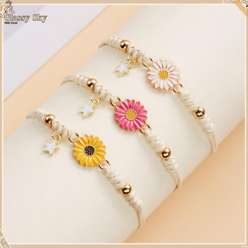 Murah Ready& Gelang Sunflower Astetic/Gelang Bunga Matahari Daisy Segar Kecil Baru Model Serbaguna G