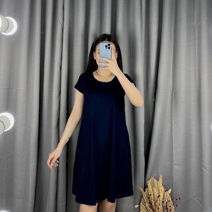 Dress Mola 975 | Swing Dress | Dress Rayon Wanita Lembut Nyaman | Dress Midi Wanita Jumbo Rayon Span