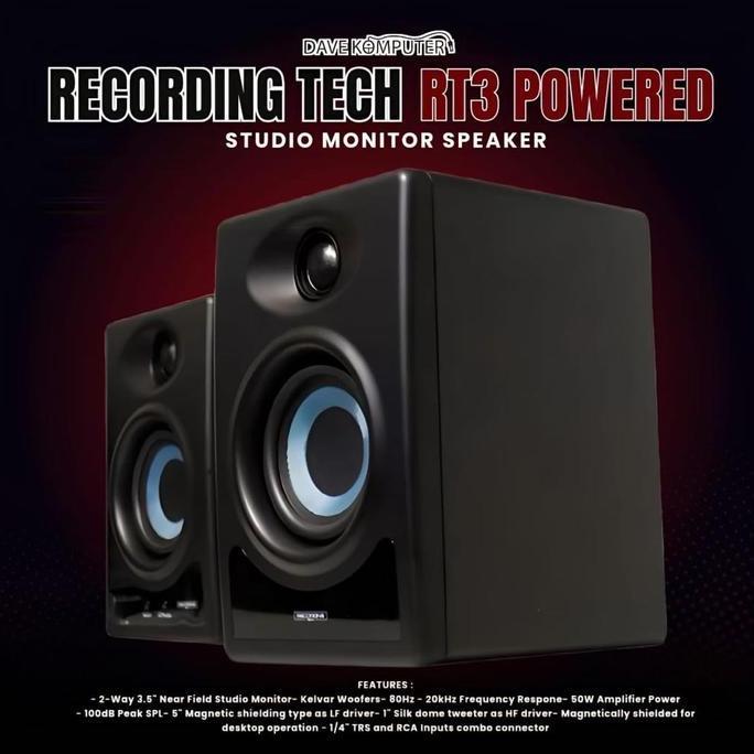 TERBARU - Recording Tech RT 3 / RT3 / RT-3 Powered Studio Monitor Speaker