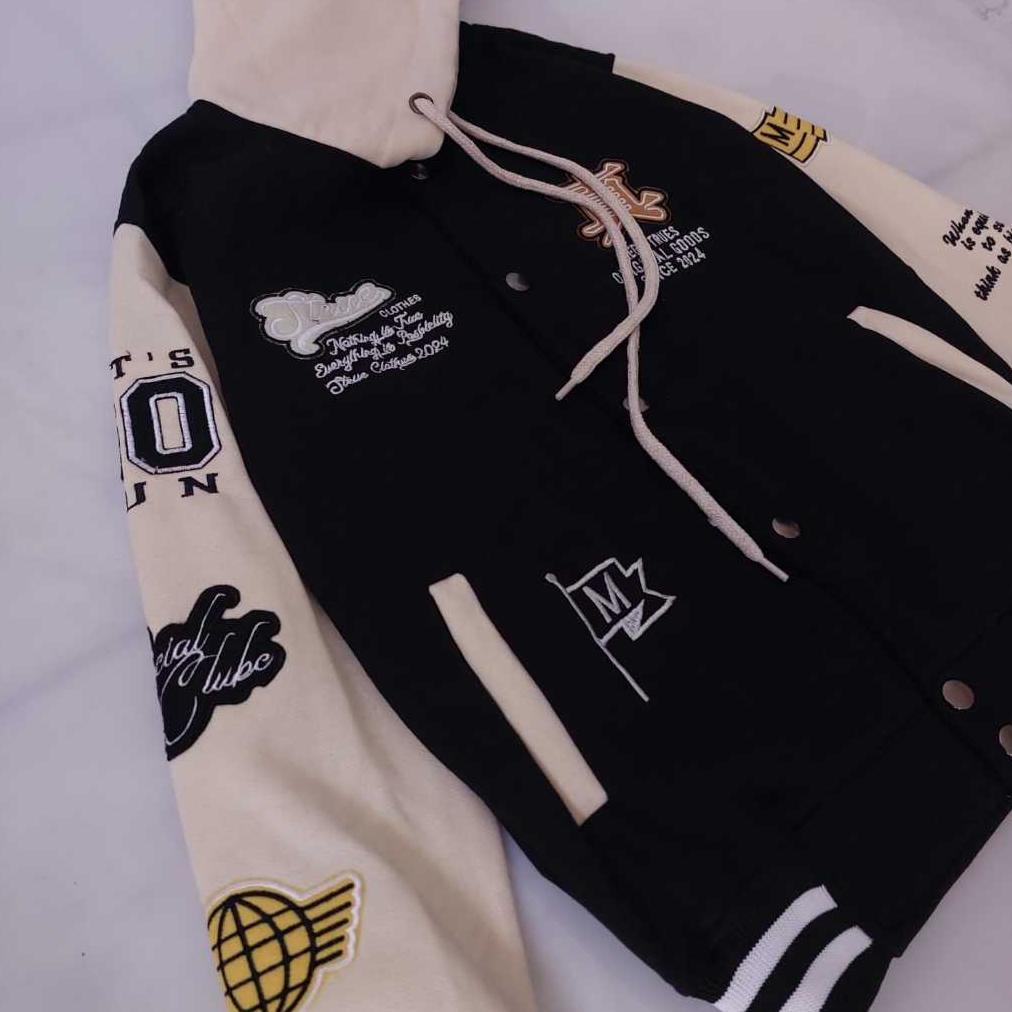 terlaris jaket varsity baseball full bordir - jaket bomber varsity vintage - jaket baseball pria new