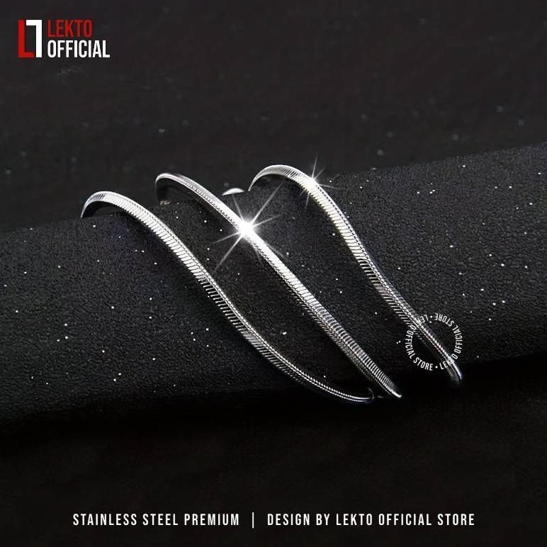 Hemat Kalung Titanium Pria Anti Karat Silver Asli Original Wanita Perak Putih Model Kotak Kalung Mon
