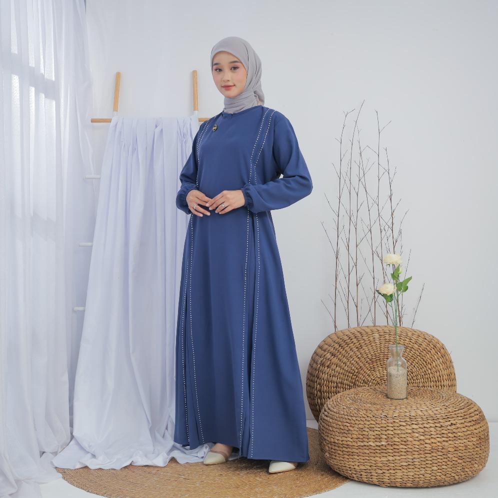 CUCI GUDANG Gamis 2025 Dress Abaya swaroski Bahan Sabrina Anti UV Premium muslim wanita BY Hallovin 