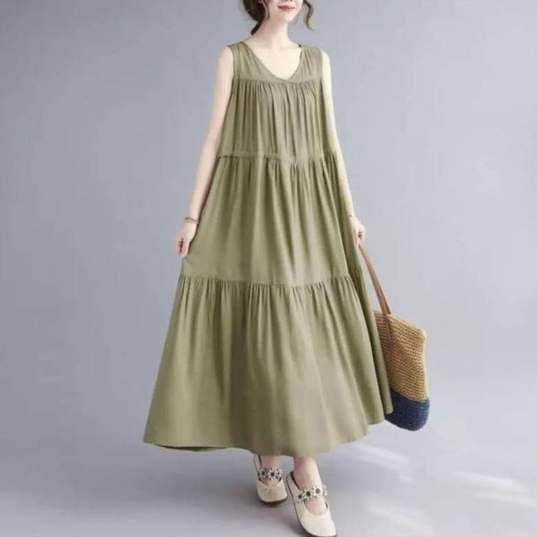 Awet Inner Longdress Singlet Rempel Susun Premium / Inner Singlet Susun Termurah / Dalaman Gamis Tan