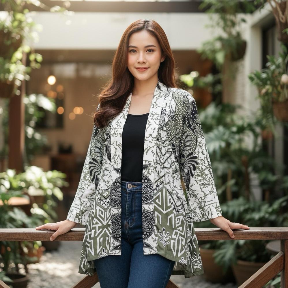 Tahan Lama Granito.Id - Outer Sakura Batik Polimikro Kondangan Seragam Kerja / Formee Outfit / Lenga