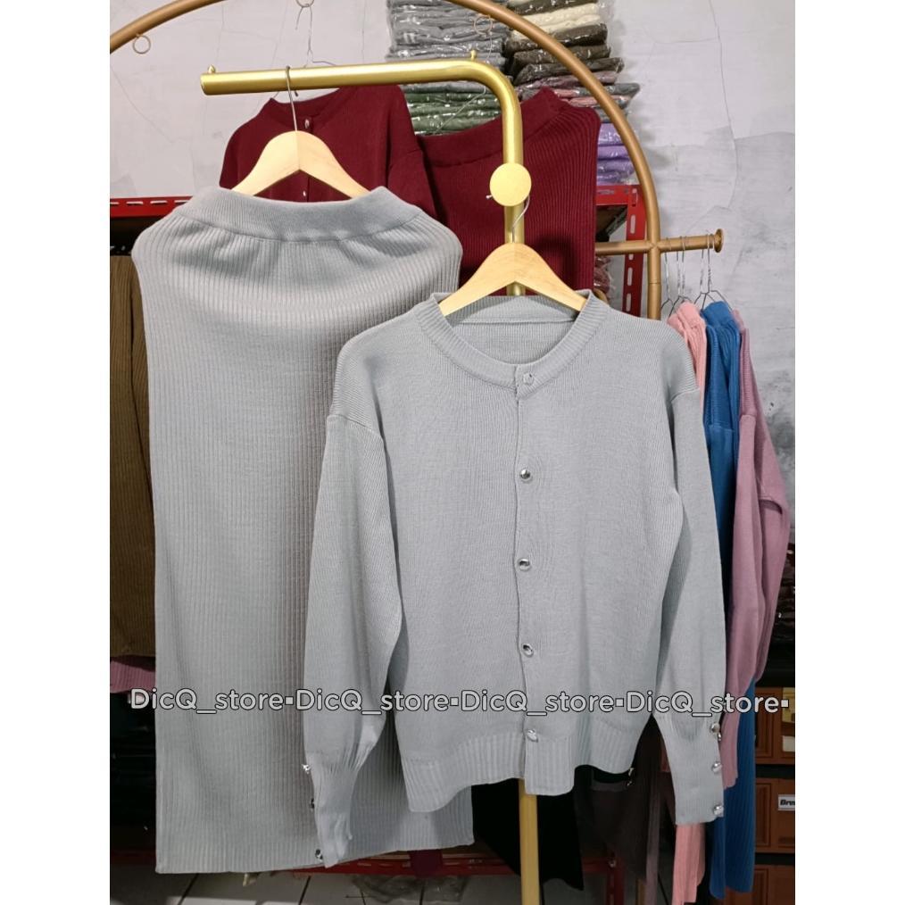 Murah One Set Aira Cardigan & Rok Rajut Wanita Premium-Stelan Wanita Terbaru