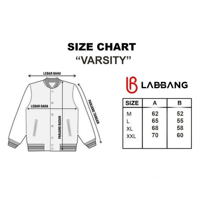 LABBANG Jacket Varsity Baseball Kancing Merah Polos Garuda Pria Wanita