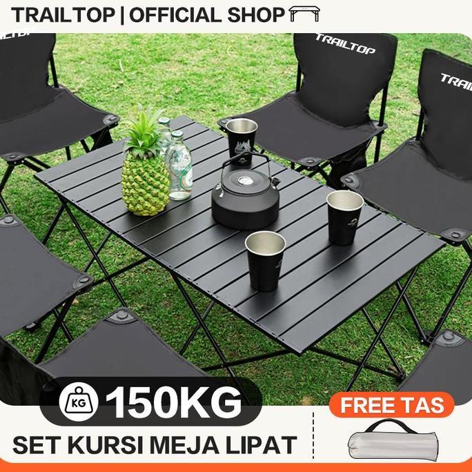 [Ready] Trailtop Meja Kursi Lipat Outdoor 1 Set Meja Lipat Outdoor Dan Kursi Lipat Portable Camping