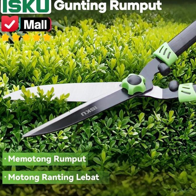 ISKU Gunting Rumput Taman 53cm Gunting Pagar Tanaman Hedge Shear Baja Tajam Gagang Besi Panjang Anti