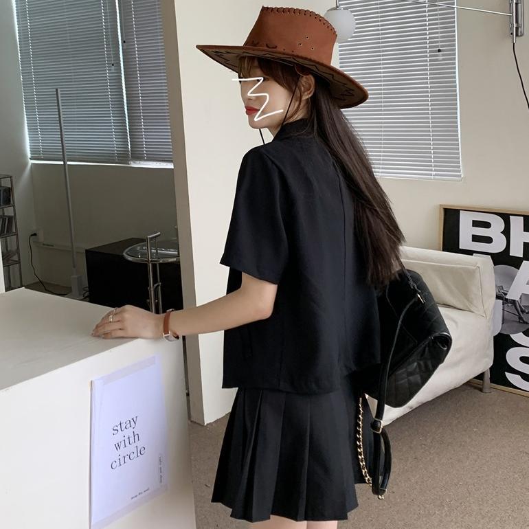 Awet Blazer Korea Crop Jaket Wanita Terbaru Blezer Hitam Outer Import