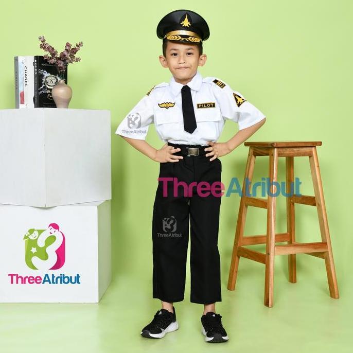 Baju Pilot Anak Laki Laki Perempuan Seragam Profesi Anak Kostum Premium Termurah