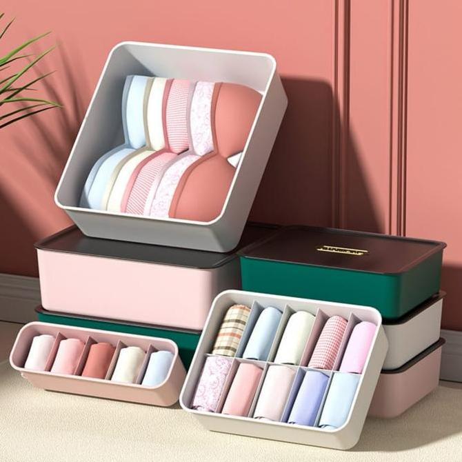 Storage box polos tutup utk bra kaos mini set/W3223 Kotak penyimpanan sekat buat bra