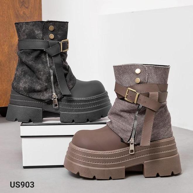 Sepatu Boots Metal Pa Style Korea Us903 Tinggi 8Cm Boots Wanita Boots Kekinian Boots Tinggi