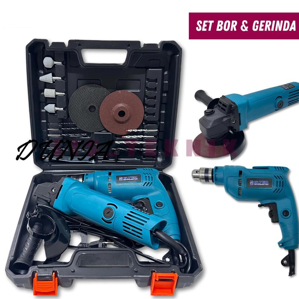 BELTER Mesin Gerinda 4" dan Mesin Bor 10 mm Set / Bor Gerinda Set Lengkap Koper original