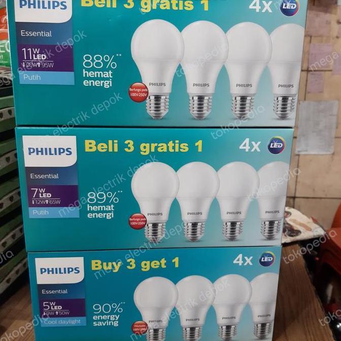 HARGA DISC - lampu led essential philips beli 3 gratis 1