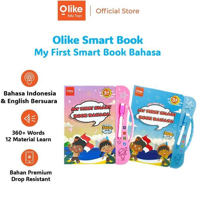 Olike Smart Book Edukasi Interaktif Bilingual Bahasa Indonesia & Inggris Mainan Anak Buku Pintar 4-i