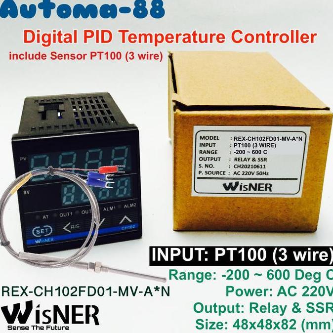 NEW Paket Thermostat Digital Wisner CH102 Out Relay dan SSR input RTD PT100 3 Kabel