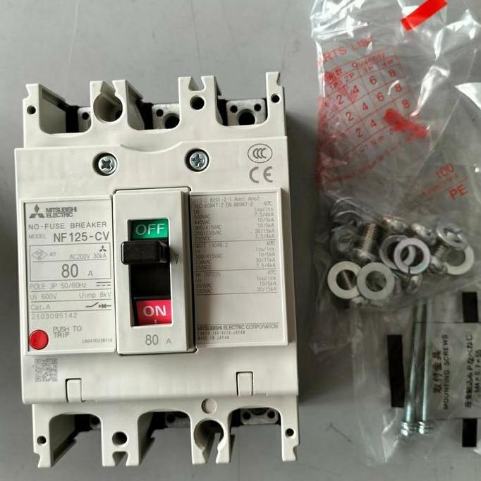 HARGA DISC - NFB / MCCB MITSUBISHI NF 125 CW 3P 80A NFB = No Fuse Breaker 3P 80 A