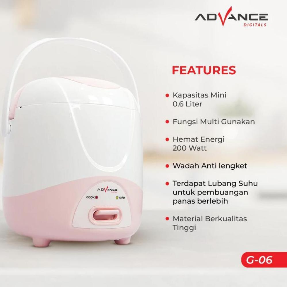 Big Sale Advance Digitals Mini Rice Coocker G06 Rice Coocker Kecil Anak Kosan Low Watt Penanak Nasi 
