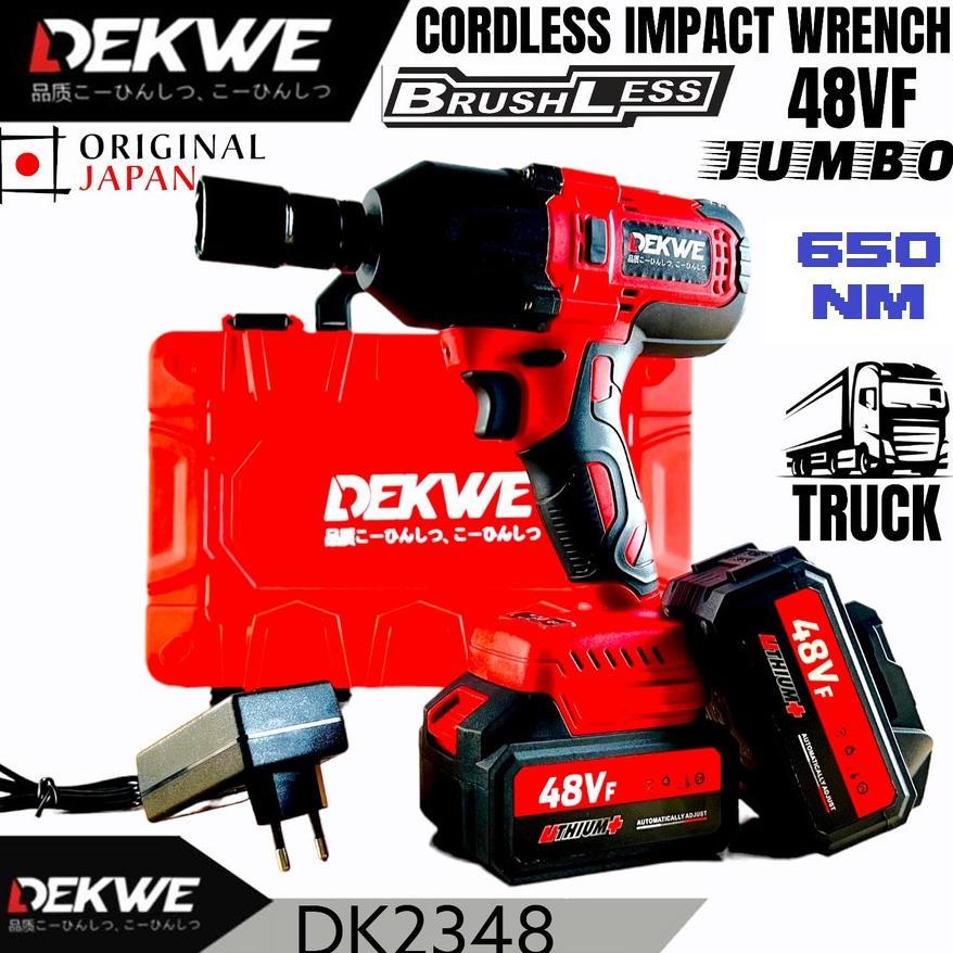 DEKWE DK2348 Impact Wrench Cordless Brushless 650n-M Baterai 48Vf / JLD 48Vf ready