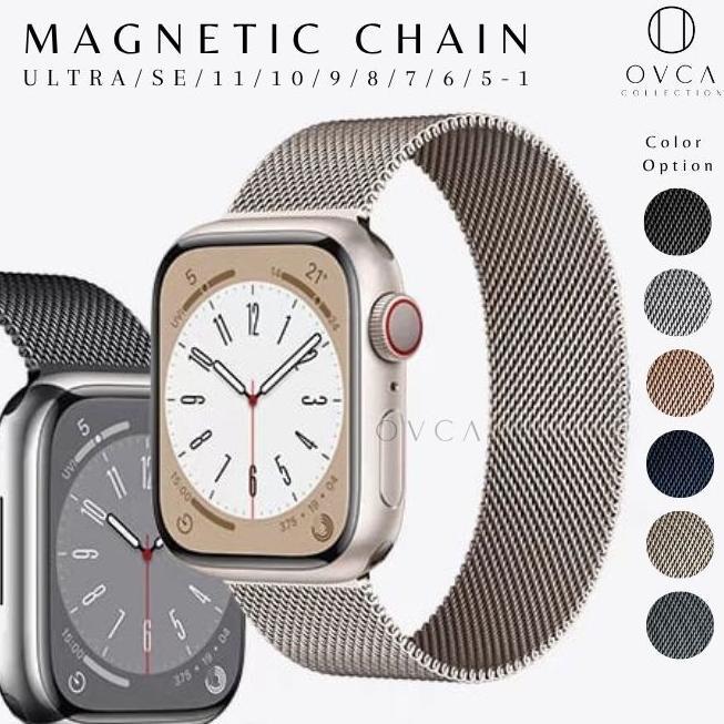 OVCA Strap Tali Jam Apple iWatch Series ULTRA 11 10 9 8 7 6 SE Milanese Stainless Steel Besi Rantai 