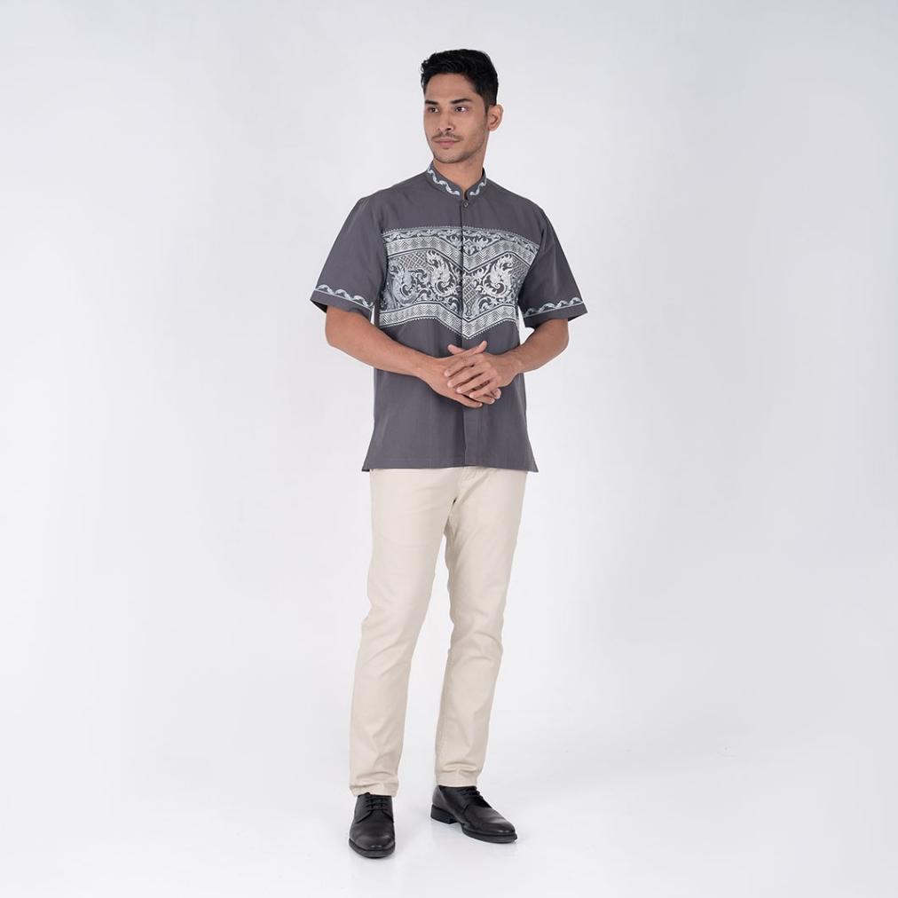 ORIGINAL BENHILL TAQWA KOKO BORDIR PRIA PENDEK GREY 2616-60-61