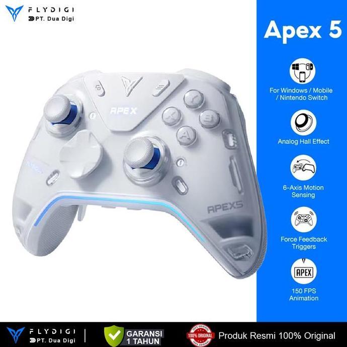 NEW FLYDIGI APEX 5 WIRELESS PC CONTROLLER ADAPTIVE TRIGGER FORCEFLEX JOYSTICK 2.0 FORCE FEEDBACK TRI